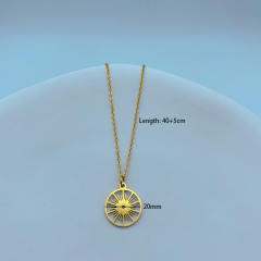 Concise compass pendant stainless steel necklace