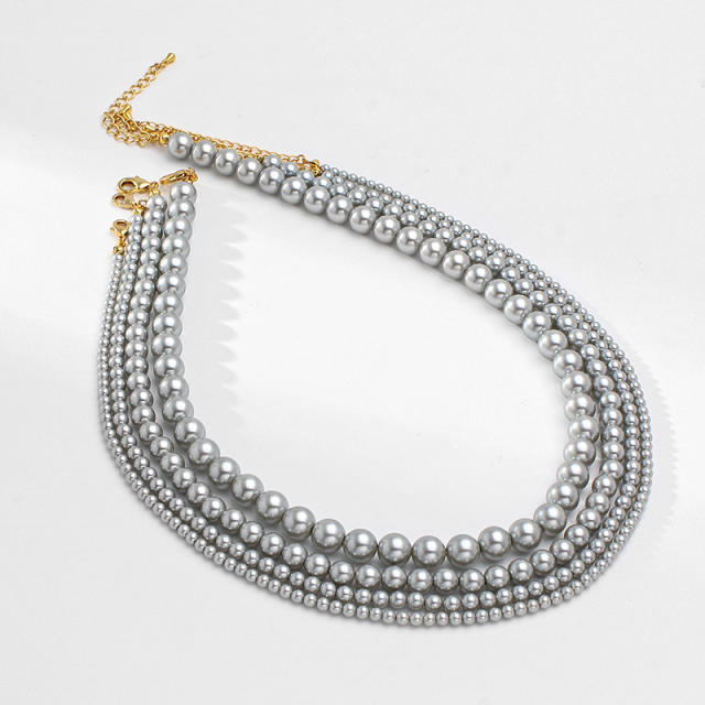 Elegant gray pearl bead necklace for women
