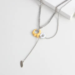 Y2K dopamine color enamel donuts necklace