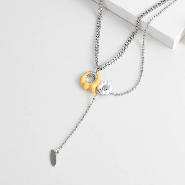 Y2K dopamine color enamel donuts necklace