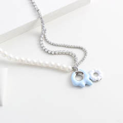 Y2K dopamine color enamel donuts necklace