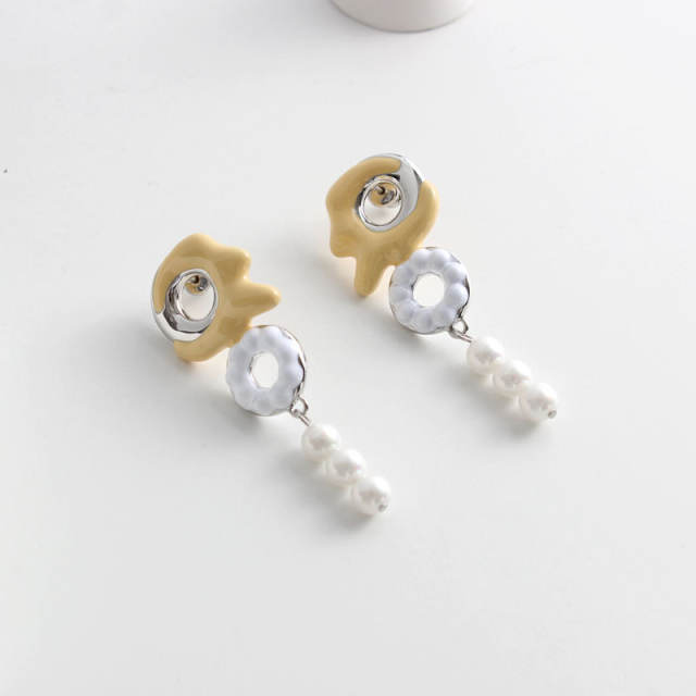 Y2K dopamine color enamel donuts necklace