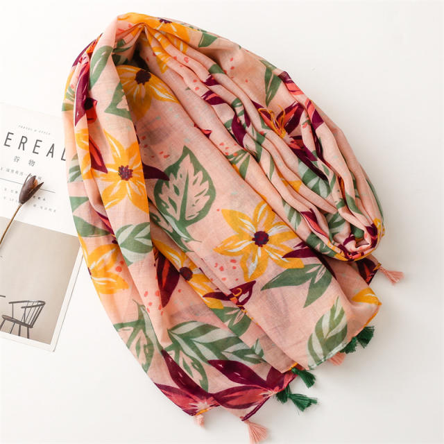 Hot sale beach flower pattern women fashion scarf