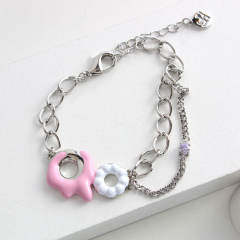 Y2K dopamine color enamel donuts necklace