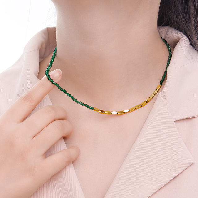 Summer colorful glass bead choker necklace