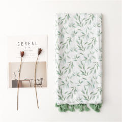 Korean fashion fresh green color leaf pattern women scarf