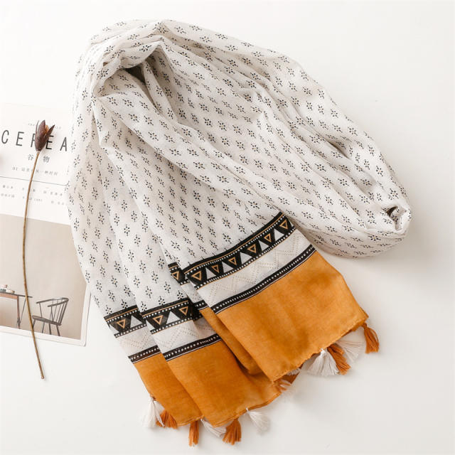 Korean color matching sweet yellow color women fashion scarf