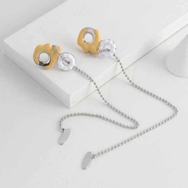 Y2K dopamine color enamel donuts necklace