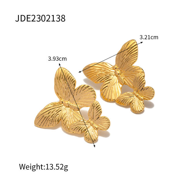 Vintage hot sale butterfly series stainless steel necklace earrings rings