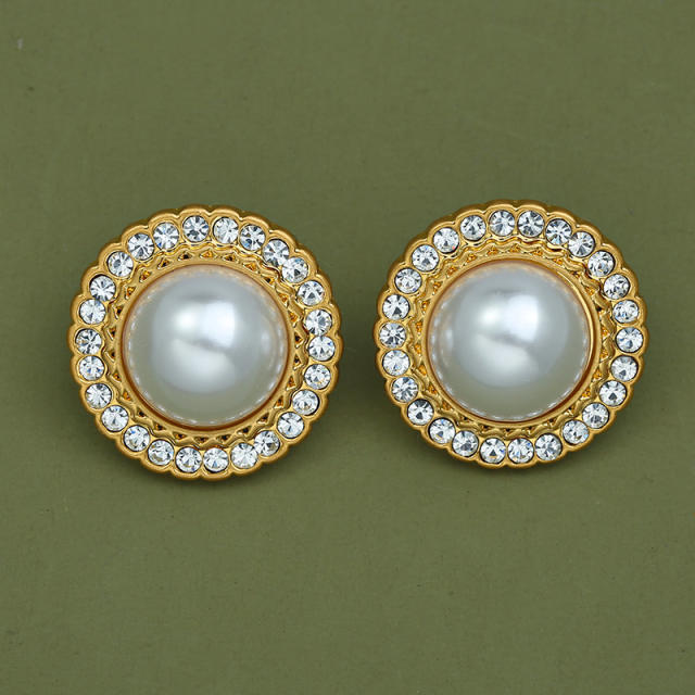 925 needle elegant pearl studs earrings