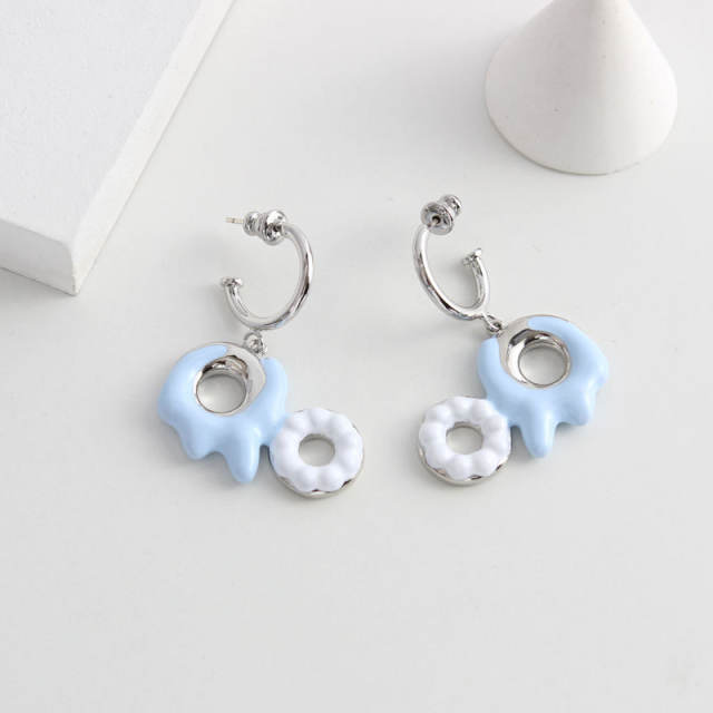 Y2K dopamine color enamel donuts necklace