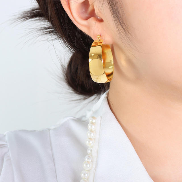 Chunky stainless steel hoop earrings