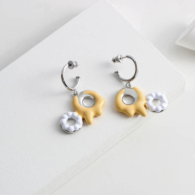 Y2K dopamine color enamel donuts necklace