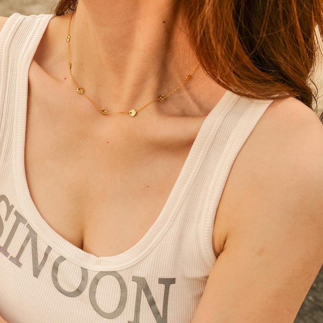 18K dainty stainless steel choker necklace