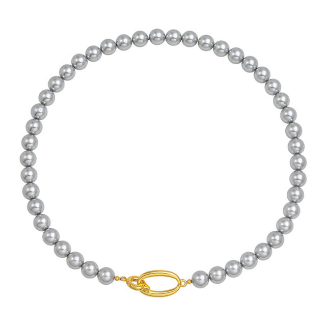 Elegant famous brand gray white pearl necklace