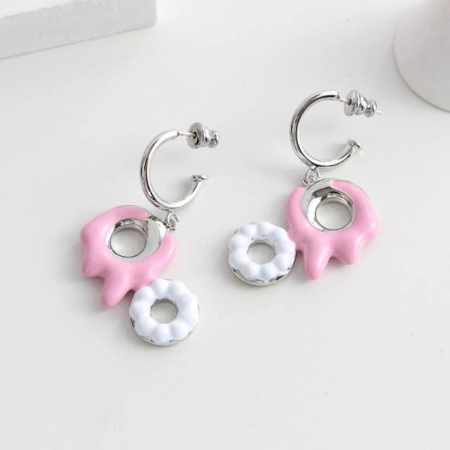 Y2K dopamine color enamel donuts necklace