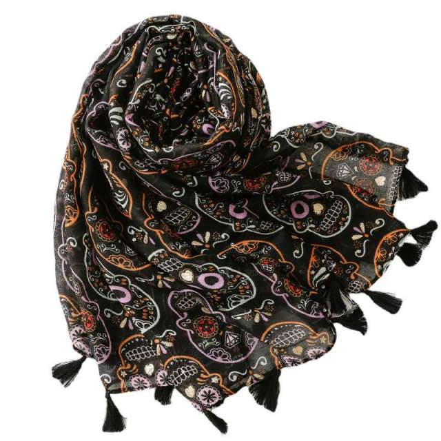 Personality skull head pattern women fashion scarf