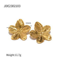 Summer chunky bloom flower beach stainless steel bangle earrings set