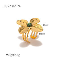 Vintage bloom flower chunky stainless steel bangle earrings rings