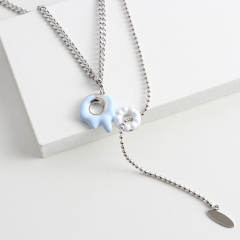 Y2K dopamine color enamel donuts necklace