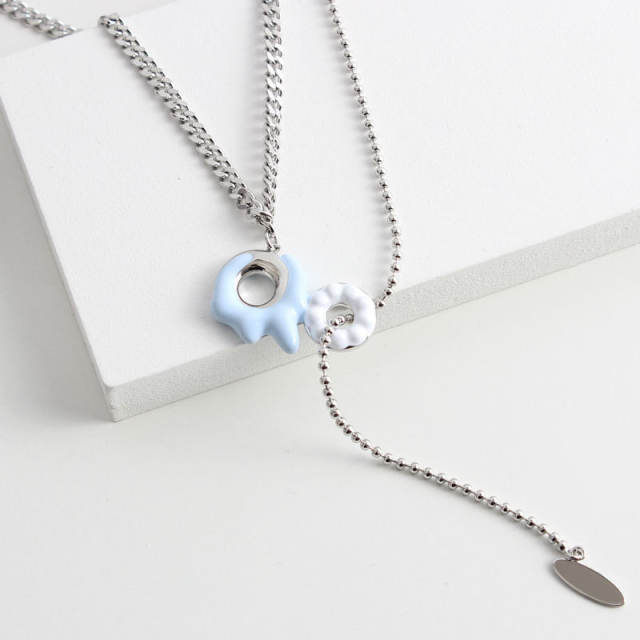 Y2K dopamine color enamel donuts necklace