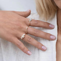 925 sterling silver crystal stone finger rings tail rings
