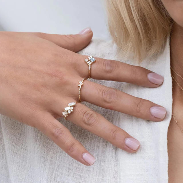 925 sterling silver crystal stone finger rings tail rings