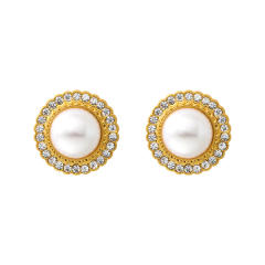 925 needle elegant pearl studs earrings