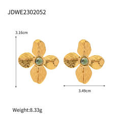 Vintage bloom flower chunky stainless steel bangle earrings rings