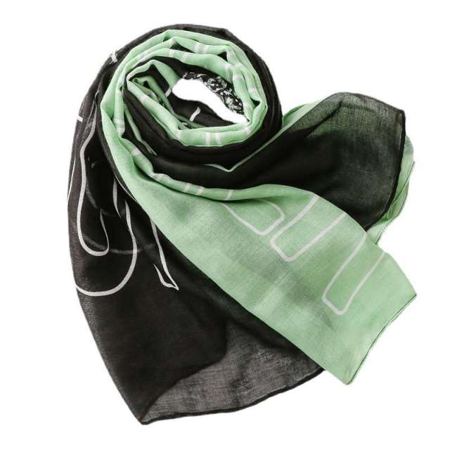 Personality green black color matching fashion scarf