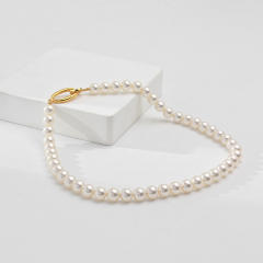 Elegant famous brand gray white pearl necklace