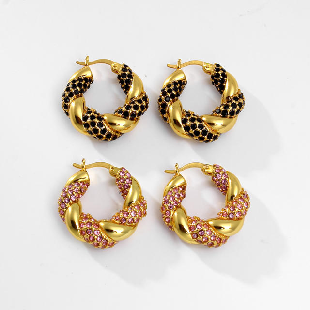Occident fashion chunky twisted hoop earrings