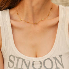 18K dainty stainless steel choker necklace