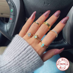 925 sterling silver crystal stone finger rings tail rings