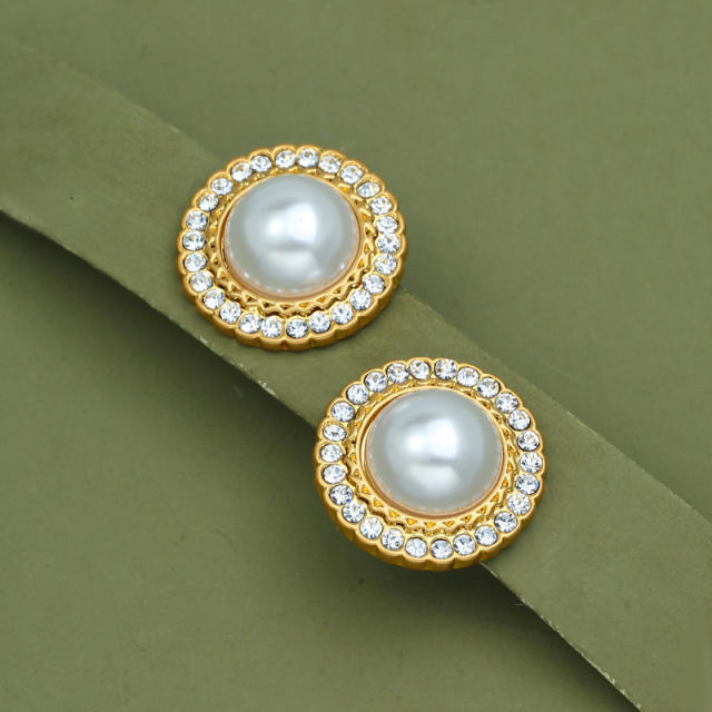 925 needle elegant pearl studs earrings