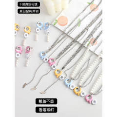 Y2K dopamine color enamel donuts necklace