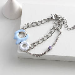 Y2K dopamine color enamel donuts necklace