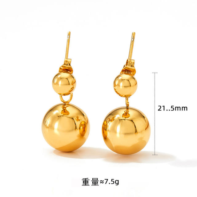 Classic chunky ball stainless steel earrings