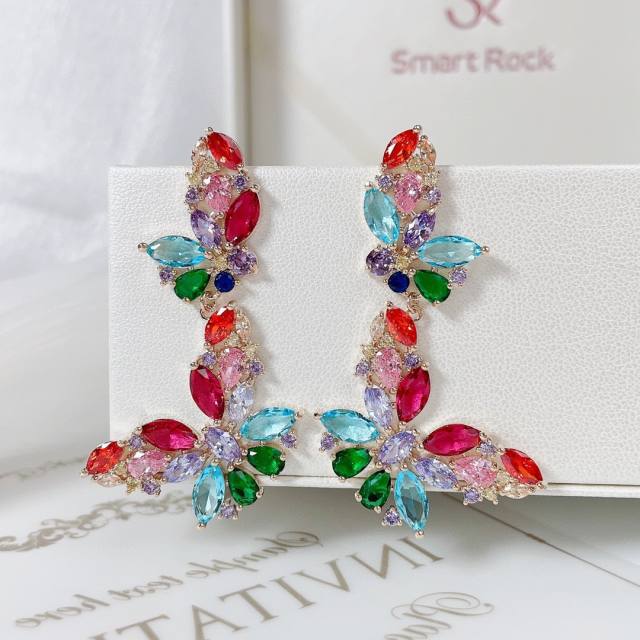 Classic color cubic zircon butterfly dangle earrings