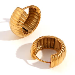 18K vintage chunky stainless steel hoop earrings