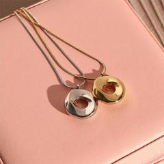 Concise Circle pendant stainless steel necklace