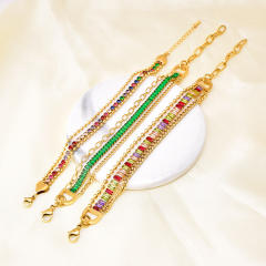 Luxury rainbow cz tennis bracelet stainless steel bracelet