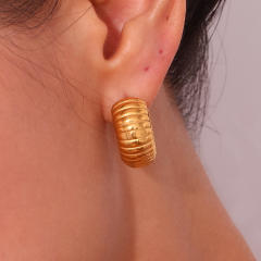 18K vintage chunky stainless steel hoop earrings