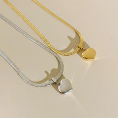 Chic snake chain stereo chunky heart stainless steel necklace bracelet
