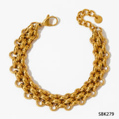 Personality braid pattern chunky stainless steel chain bracelet