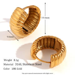 18K vintage chunky stainless steel hoop earrings