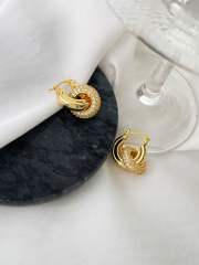 Delicate diamond circle chunky copper huggie earrings
