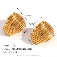18K vintage geometric chunky stainless steel studs earrings