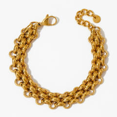 Personality braid pattern chunky stainless steel chain bracelet