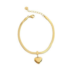 Chic snake chain stereo chunky heart stainless steel necklace bracelet